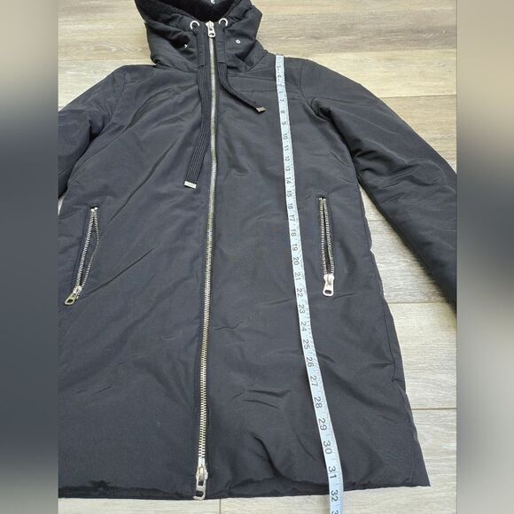 Zara hooded black winter long warm jacket size women's small - Picture 6 of 11